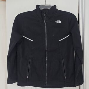 The North Face BOYS Black Softshell Jacket with White Details